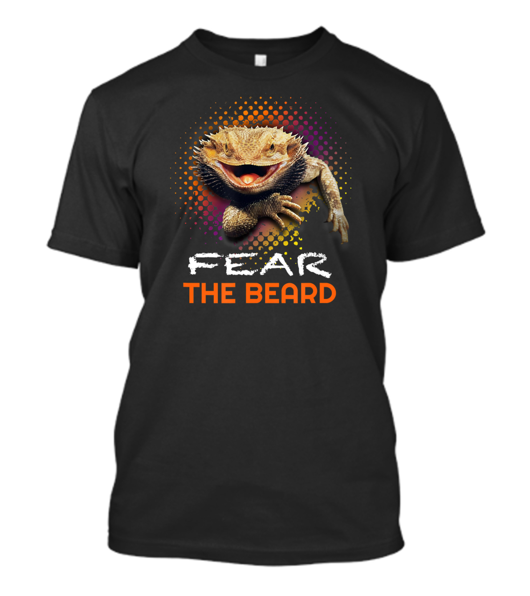 Fear The Beard Bearded Dragon Retro Dot Halftone T-Shirt