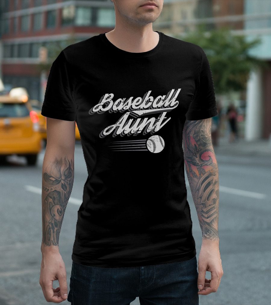 Baseball Aunt Fun Vintage Style With Retro Baseball T-Shirt