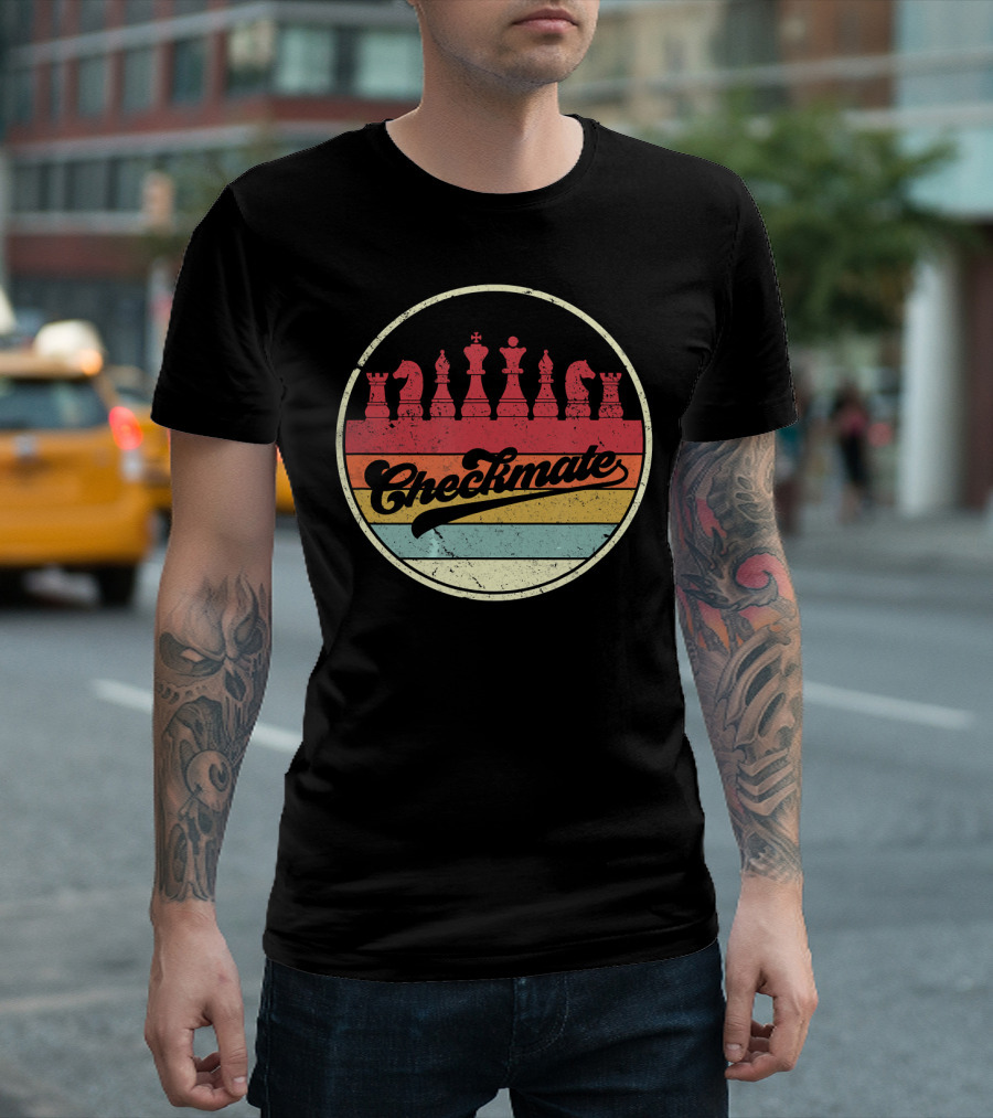 Checkmate Retro Chess Piece Circle T-Shirt