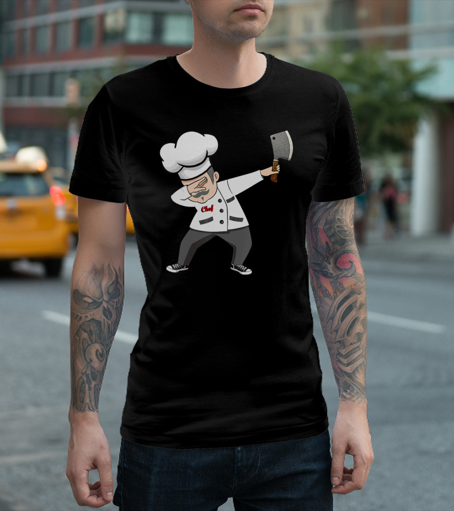 Dabbing Chef With Cleaver Funny Dab Chef Dad T-Shirt