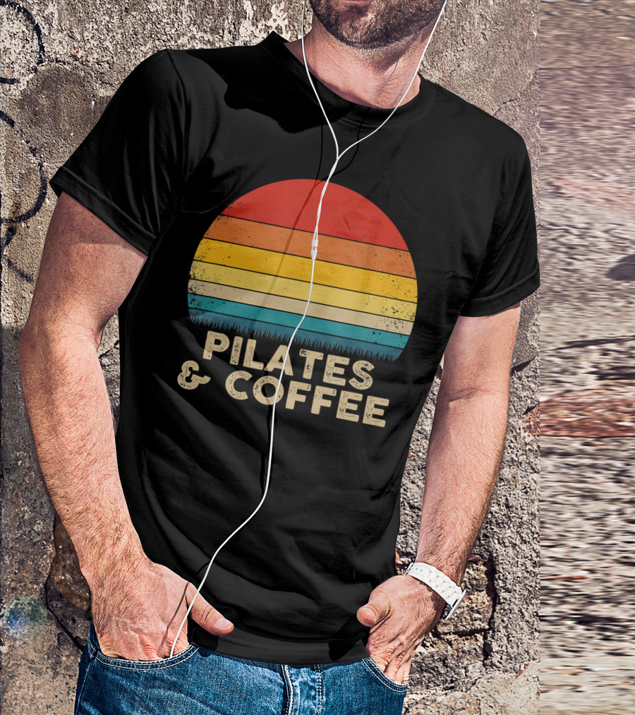 Pilates And Coffee Retro Sunset T-Shirt
