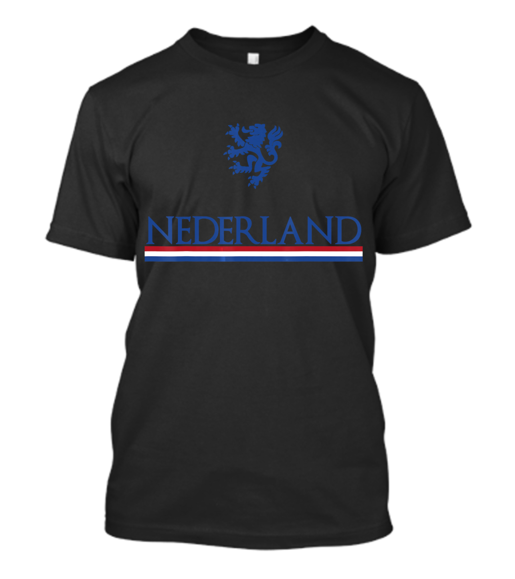 Holland Netherlands Soccer Jersey Vl Nederland Blue Lion Emblem Red White Blue Stripe T-Shirt