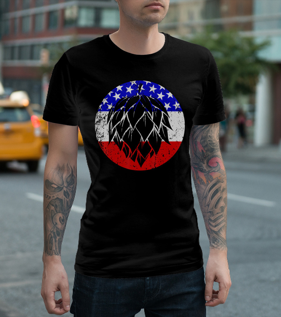 Hops Craft Beer Grunge American Flag T-Shirt