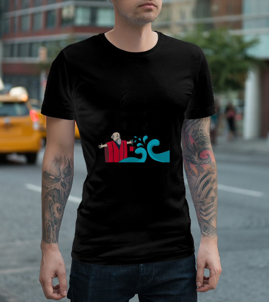 How Does Moses Make Coffee Hebrews It with Cartoon Moses and Splitting Wave T-Shirt