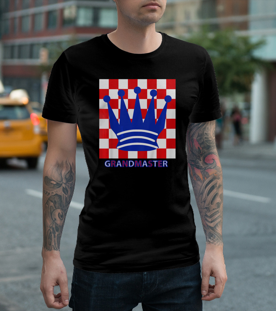 Grandmaster Chess Player Lover Kids Crown Checkered T-Shirt