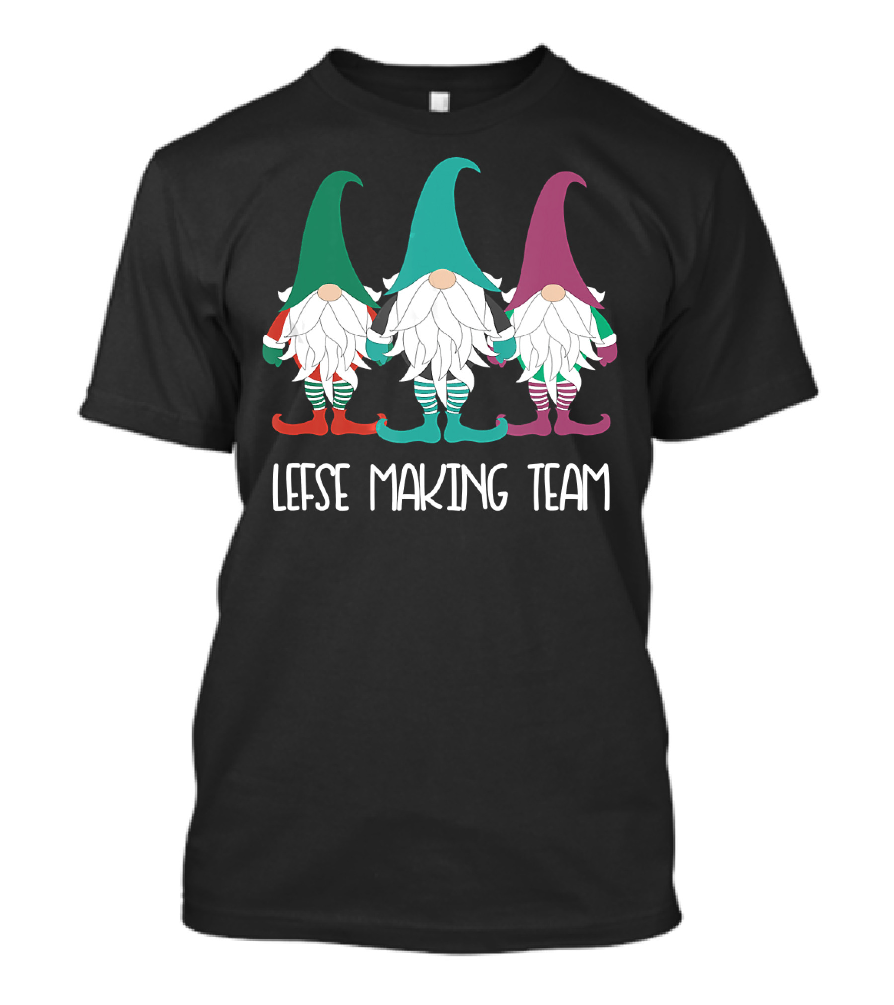 Lefse Making Team Gnome Lover Tomte Baking Scandinavian Christmas Nordic Holiday T-Shirt