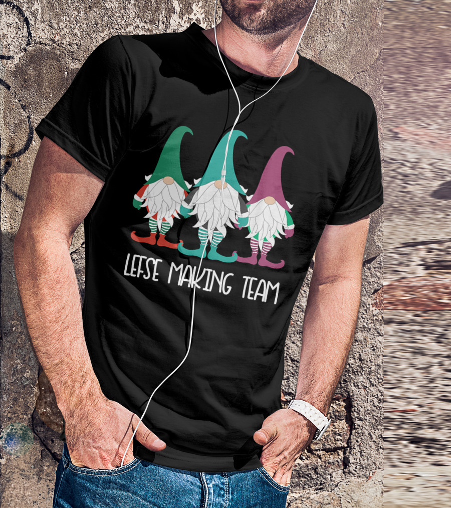 Lefse Making Team Gnome Lover Tomte Baking Scandinavian Christmas Nordic Holiday T-Shirt