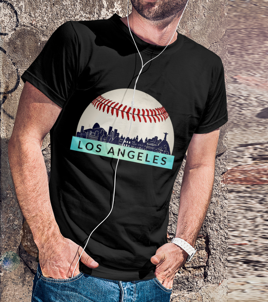 Los Angeles Skyline Baseball Stitches T-Shirt