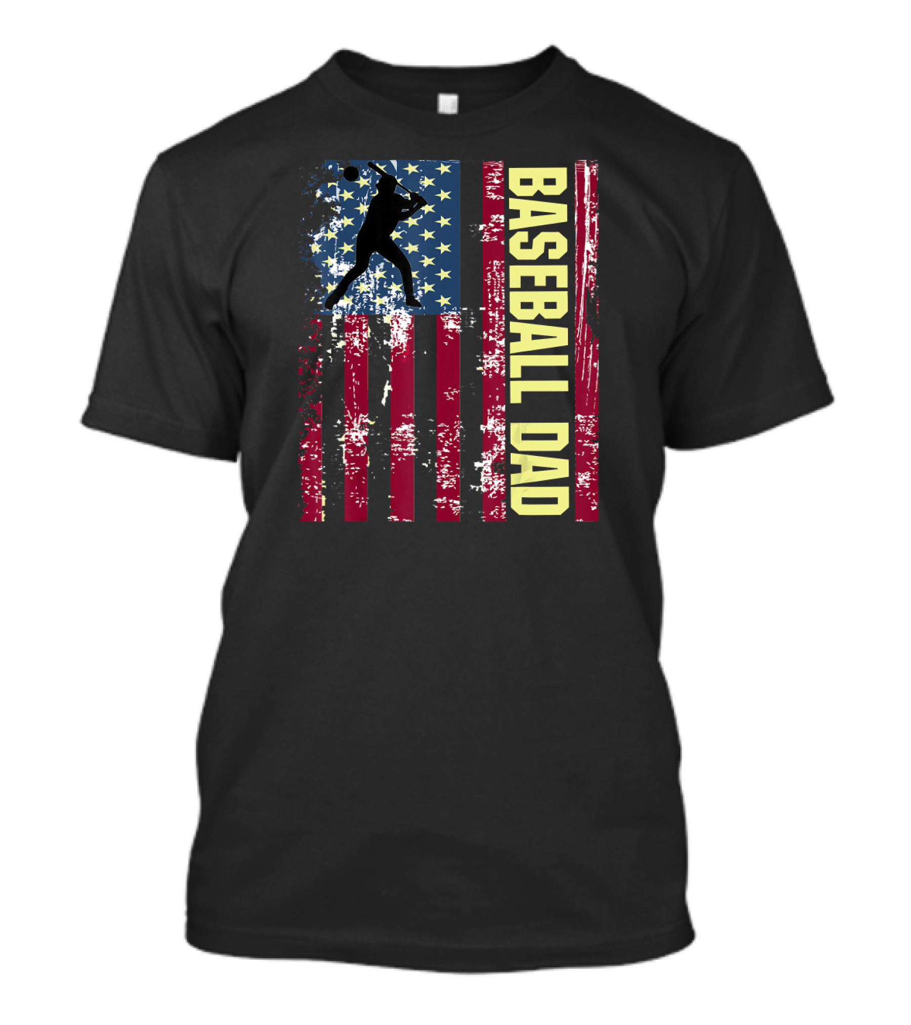 Mens American Flag Vintage Baseball Dad T-Shirt
