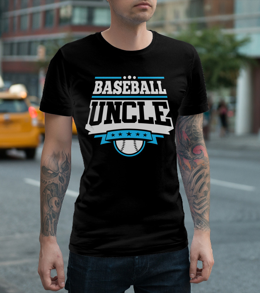 Baseball Uncle Mens Sports Fan Tee with Baseball Icon and Stars T-Shirt