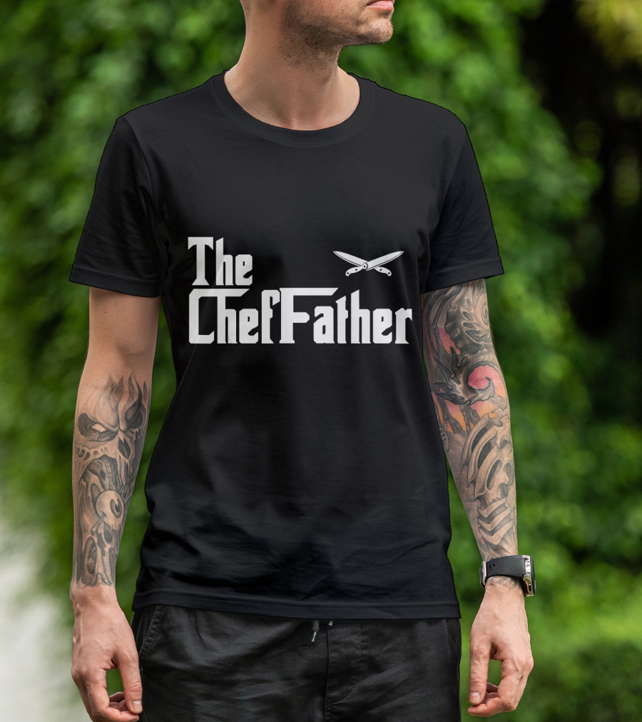 Mens The ChefFather Funny Culinary Chef Knife Club Cook T-Shirt