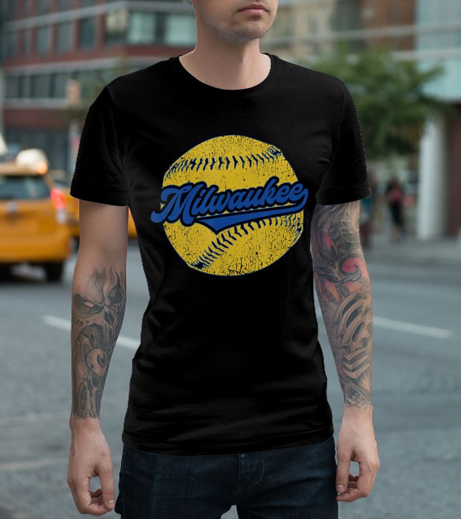 Milwaukee Baseball Vintage Brewer Classic Yellow Ball T-Shirt