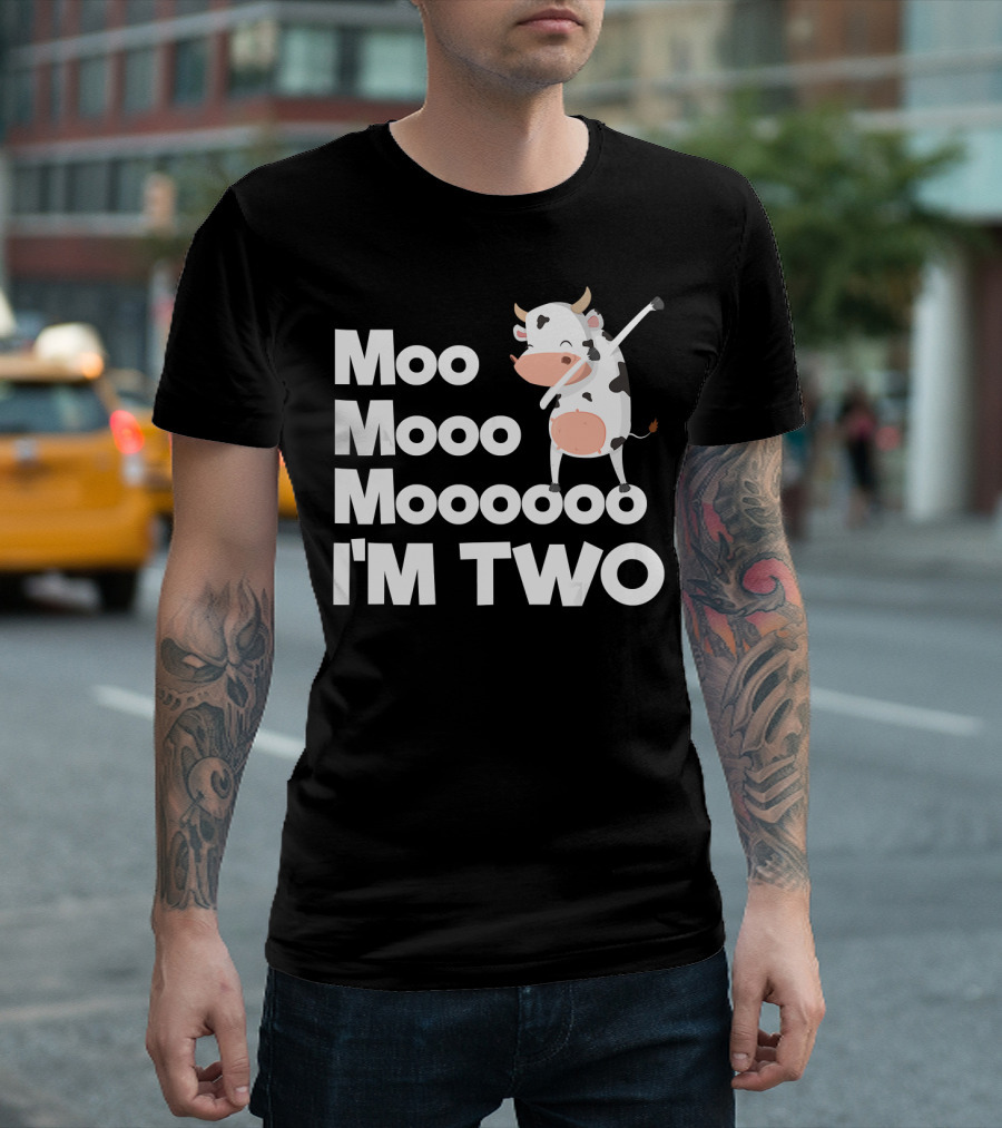 Moo Mooo Mooooo I'm Two 2nd Birthday Cute Funny Cow Dab T-Shirt