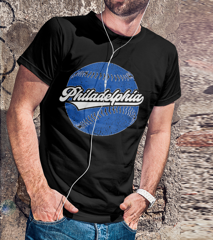 Philadelphia Baseball Philly Pride Vin Blue Baseball 배경 T-Shirt