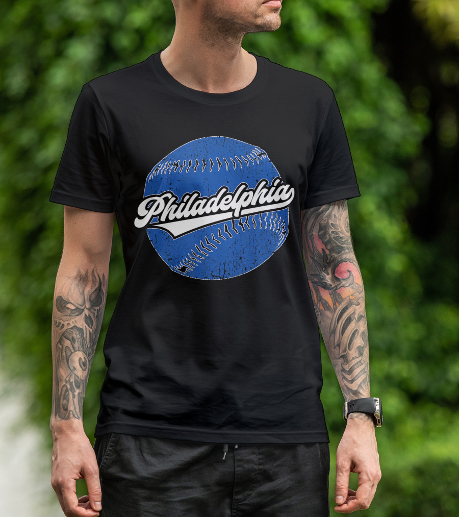 Philadelphia Baseball Philly Pride Vin Blue Baseball 배경 T-Shirt