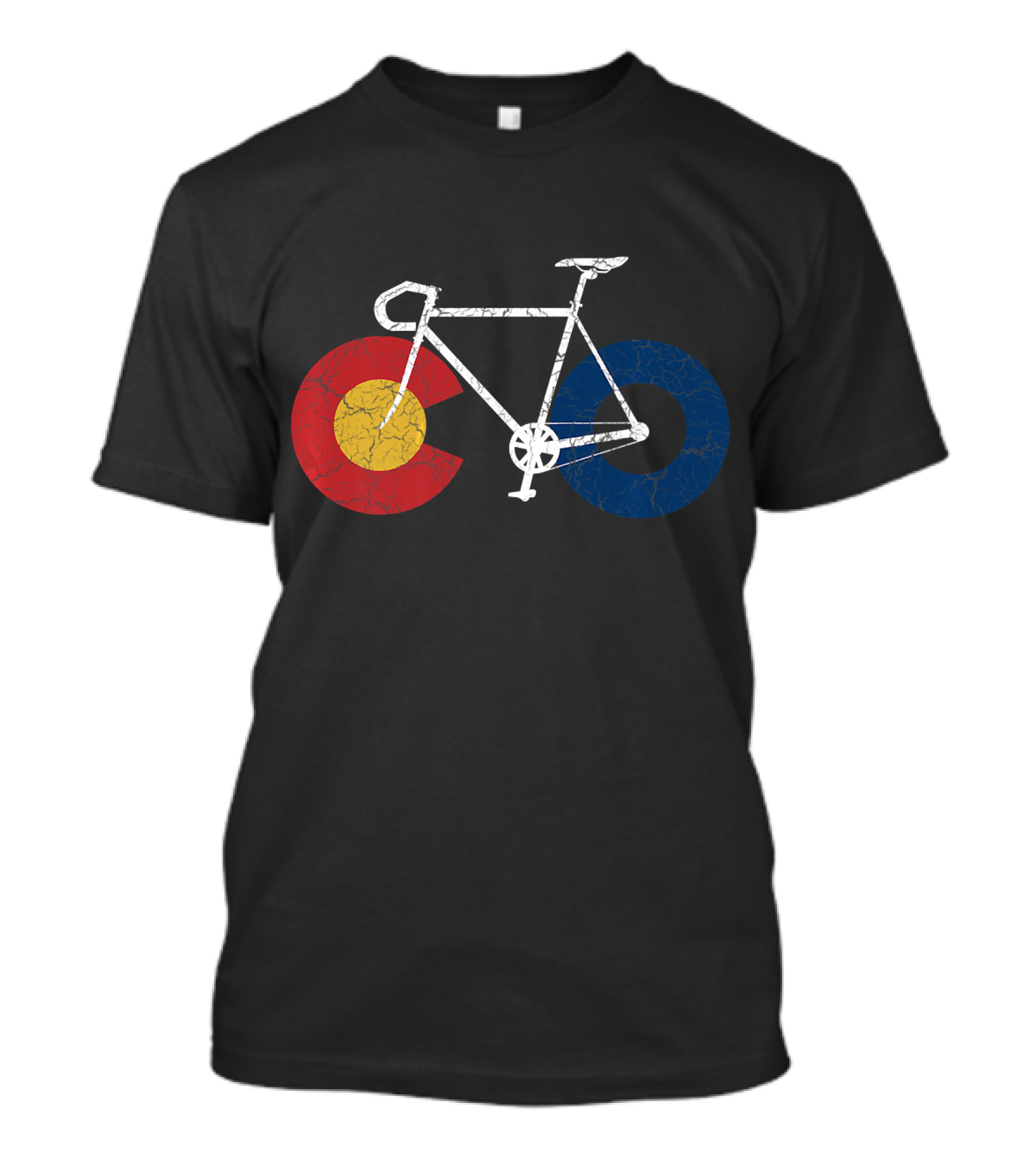 RIDE COLORADO Cycling Bike With Colorado Flag Colors T-Shirt
