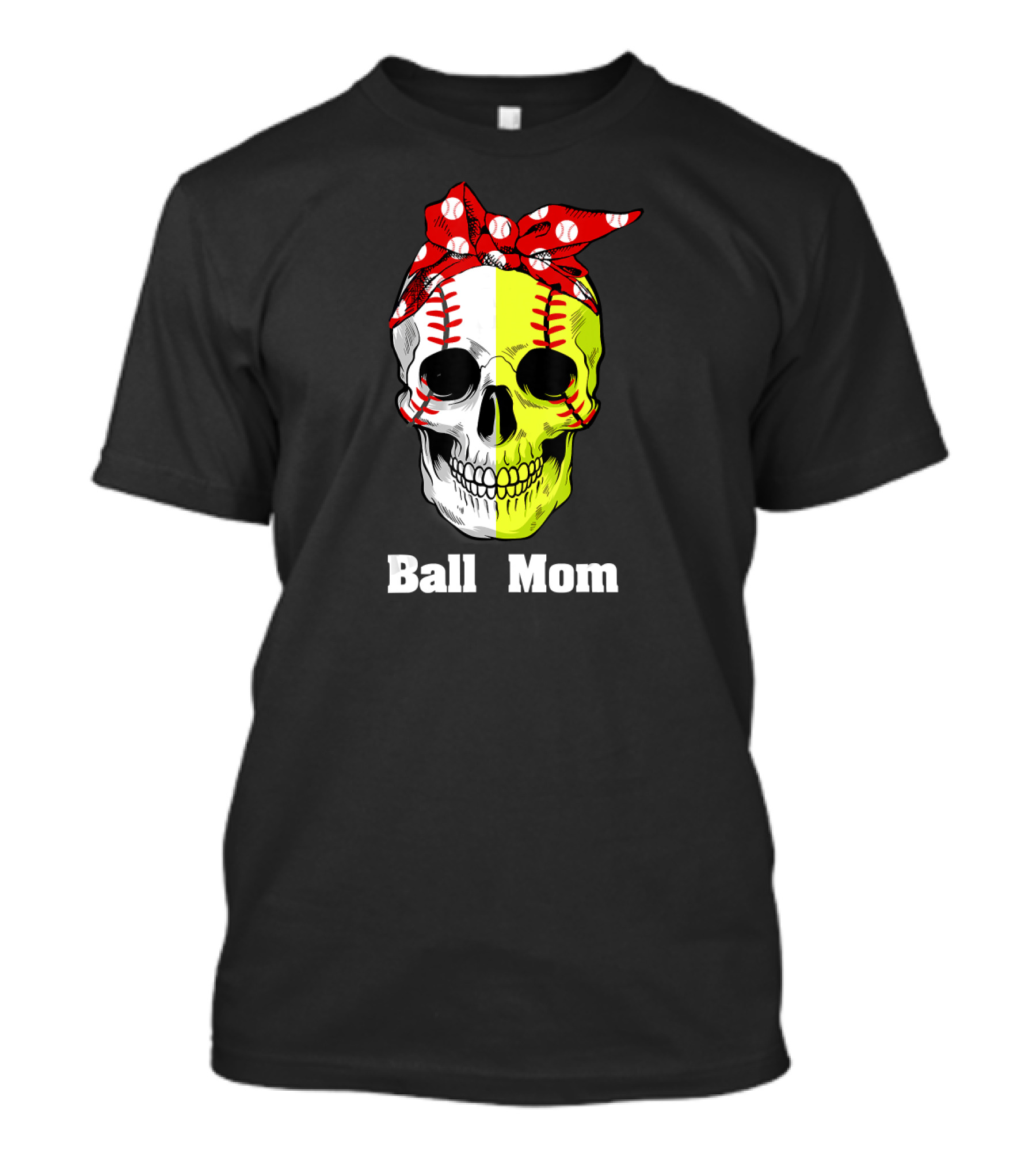 Skull Baseball Softball Ball Mom T-Shirt