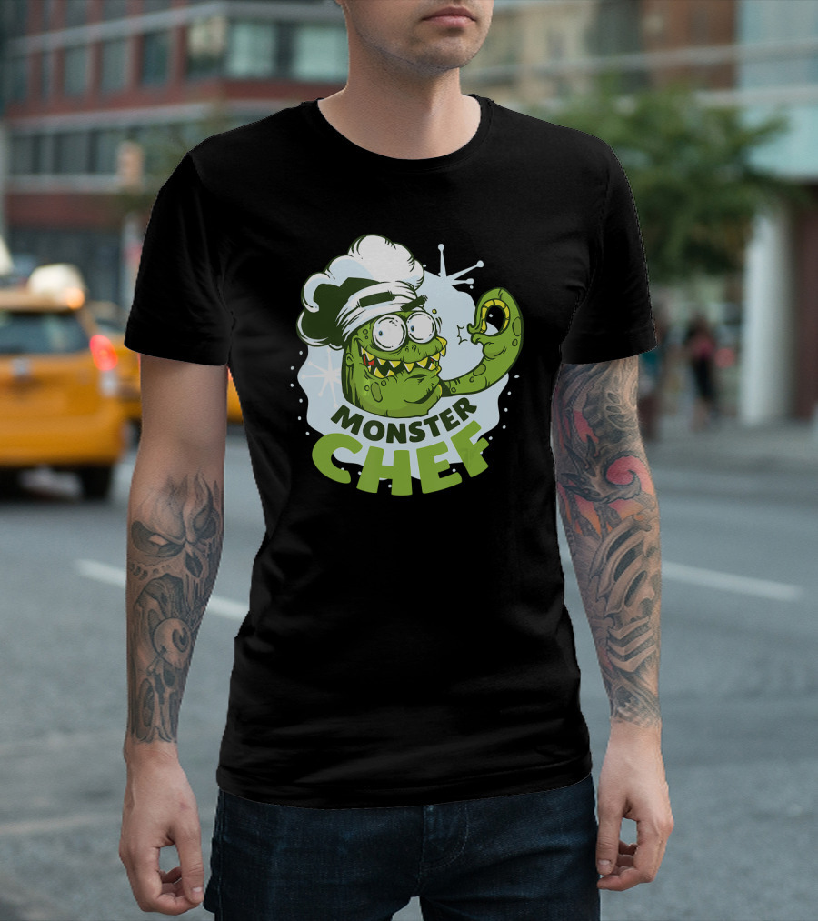 Monster Chef Stylized Green Tentacled Monster With Hat T-Shirt