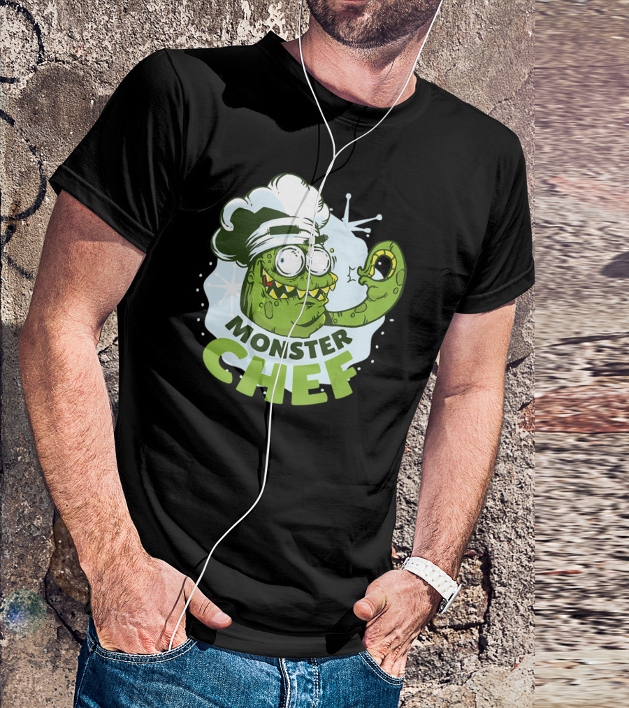 Monster Chef Stylized Green Tentacled Monster With Hat T-Shirt