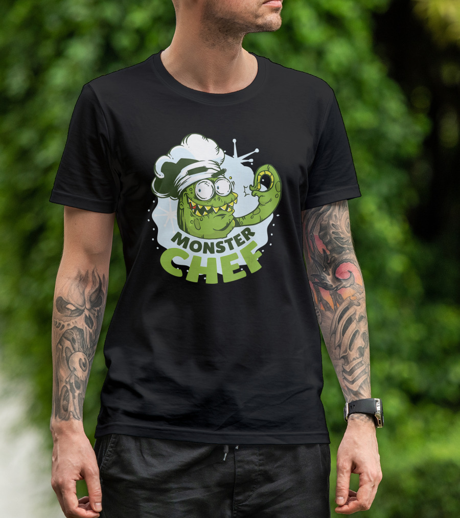 Monster Chef Stylized Green Tentacled Monster With Hat T-Shirt