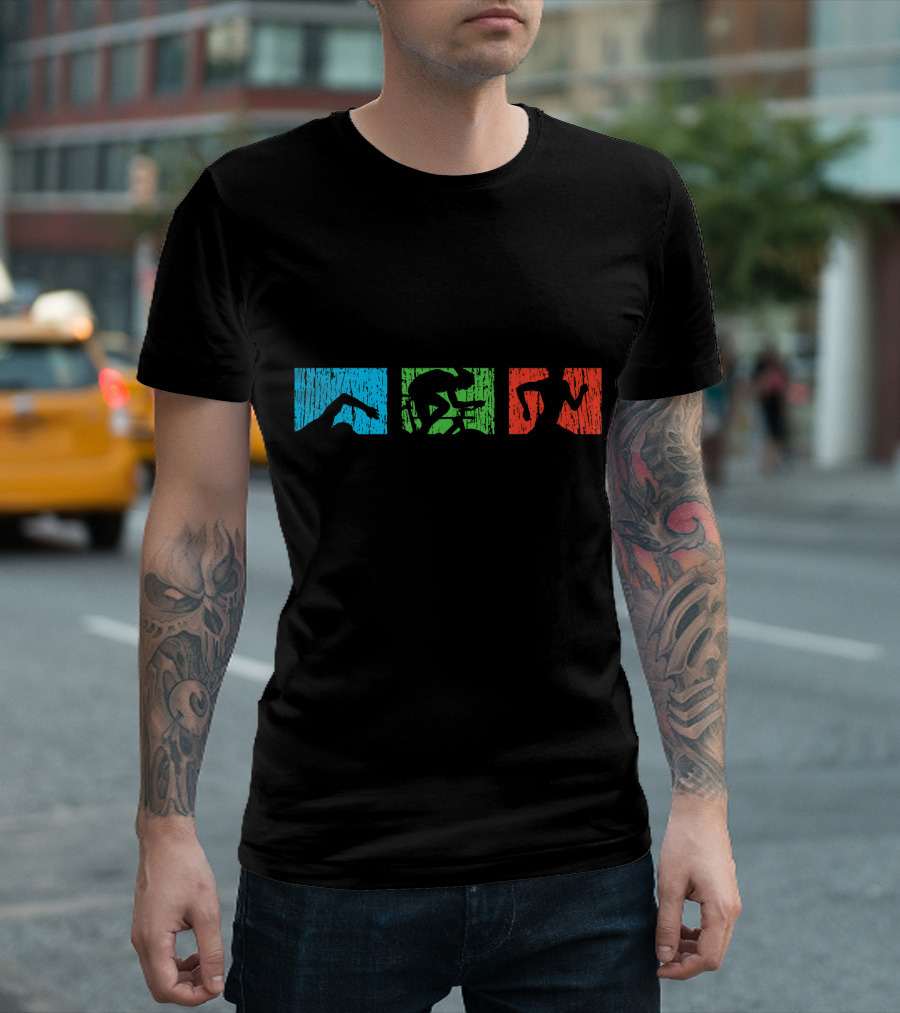 Triathlete Swimmer Cyclist Runner Vin Icons T-Shirt