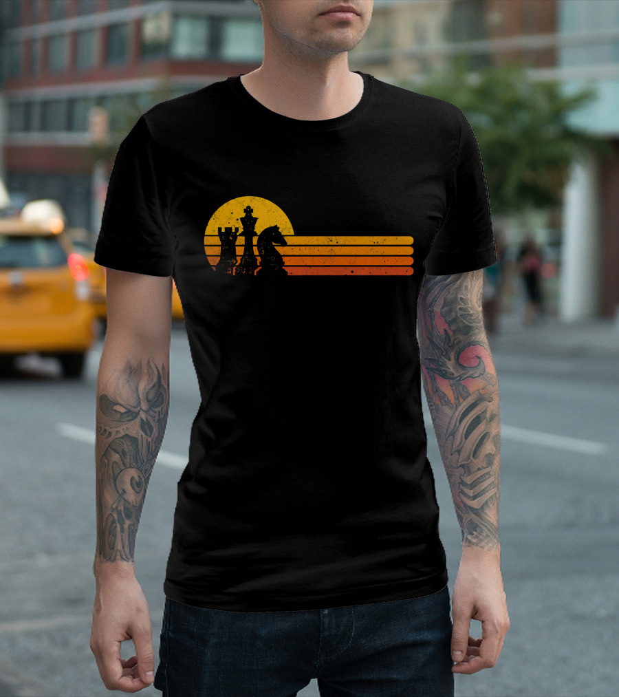 Vintage Chess Player Sunset Che Rook Knight King T-Shirt