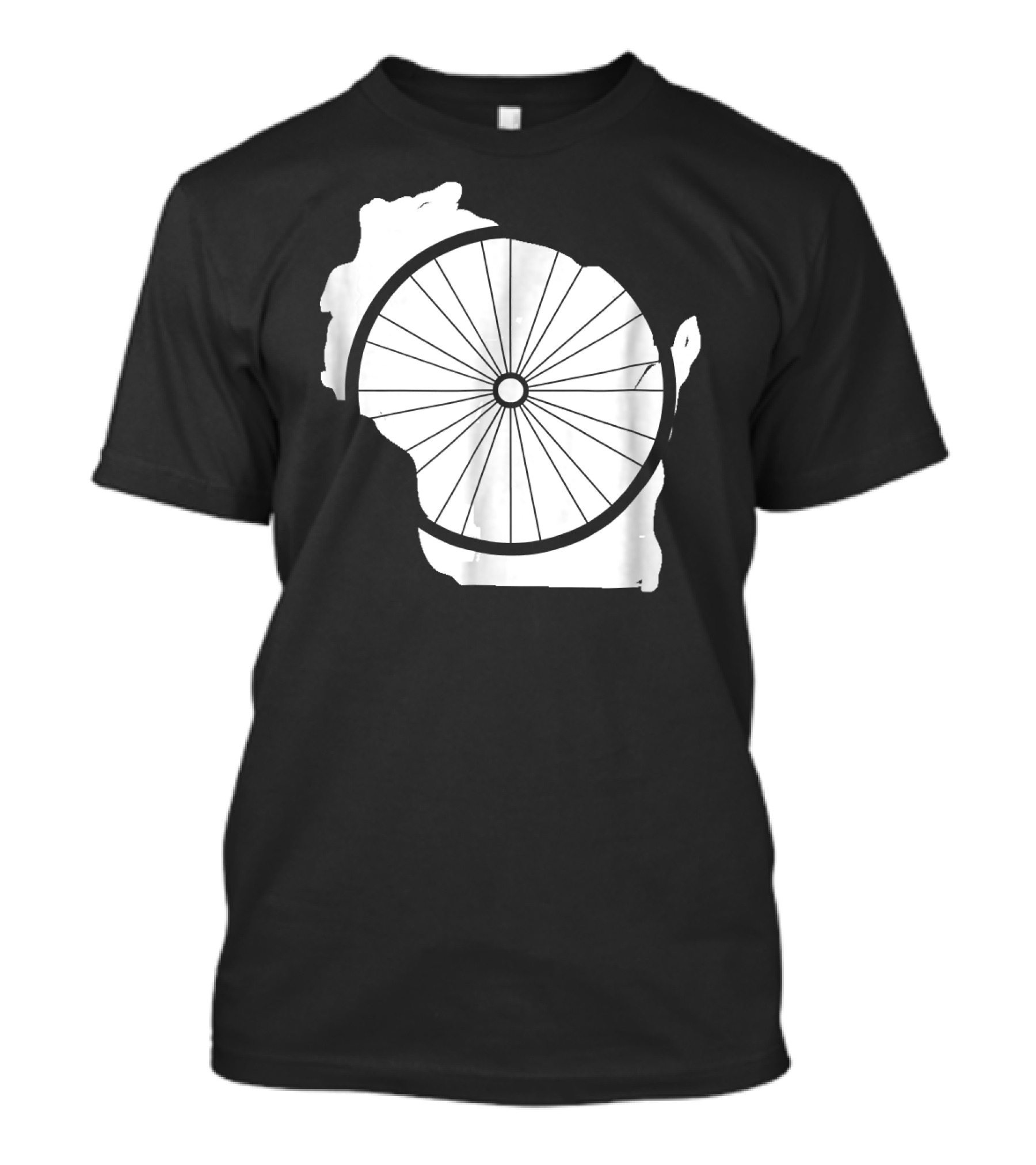 Wisconsin Bicycle WI Biking Wheel Over State Outline T-Shirt