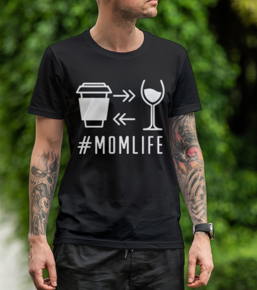 Coffee To Wine Arrows #MomLife T-Shirt