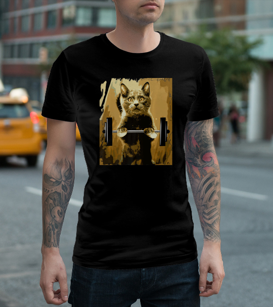 Cat Weightlifting Workout Fitness Motivation T-Shirt