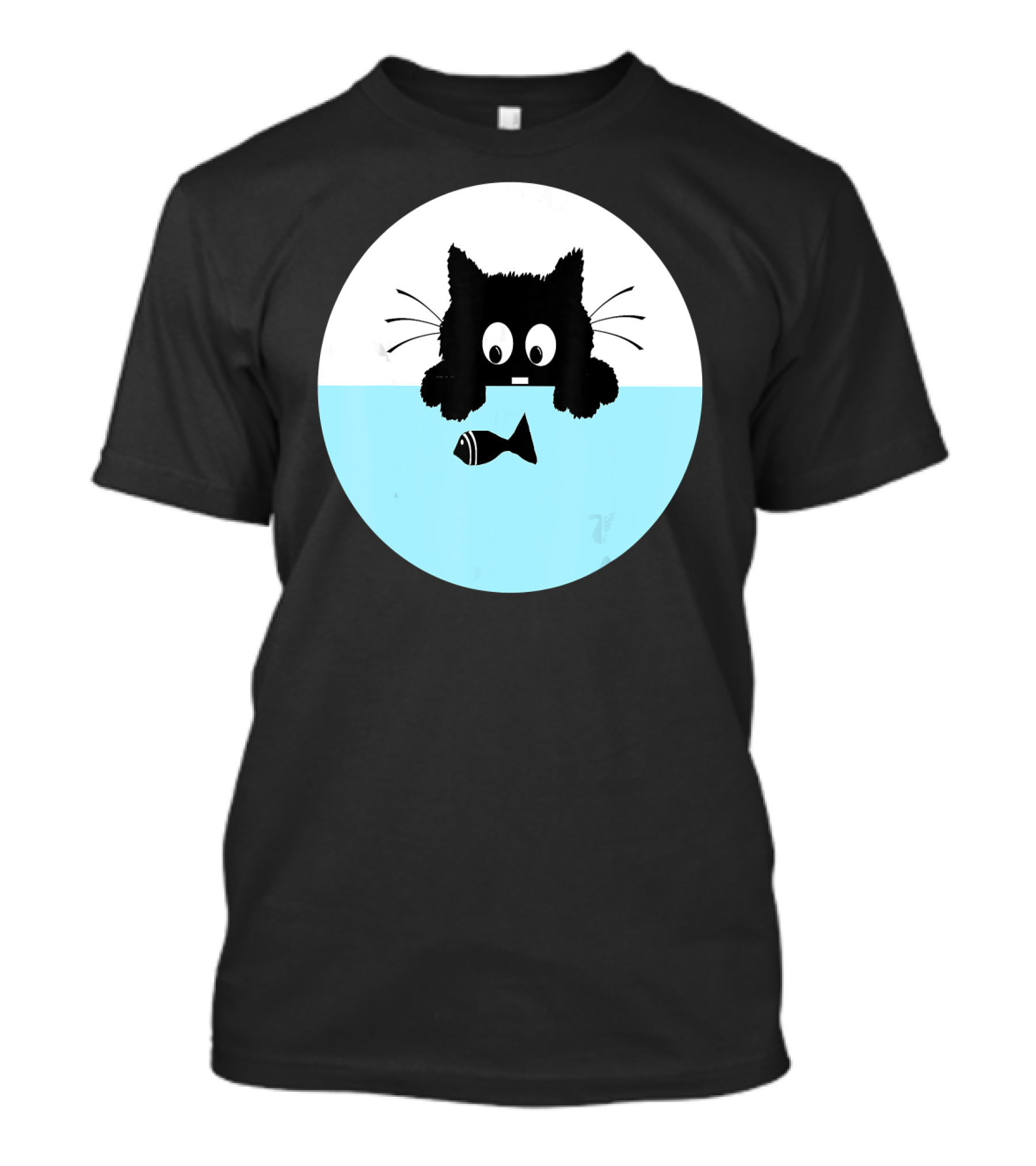 Cute Cat Staring At Fish Birthday T-Shirt
