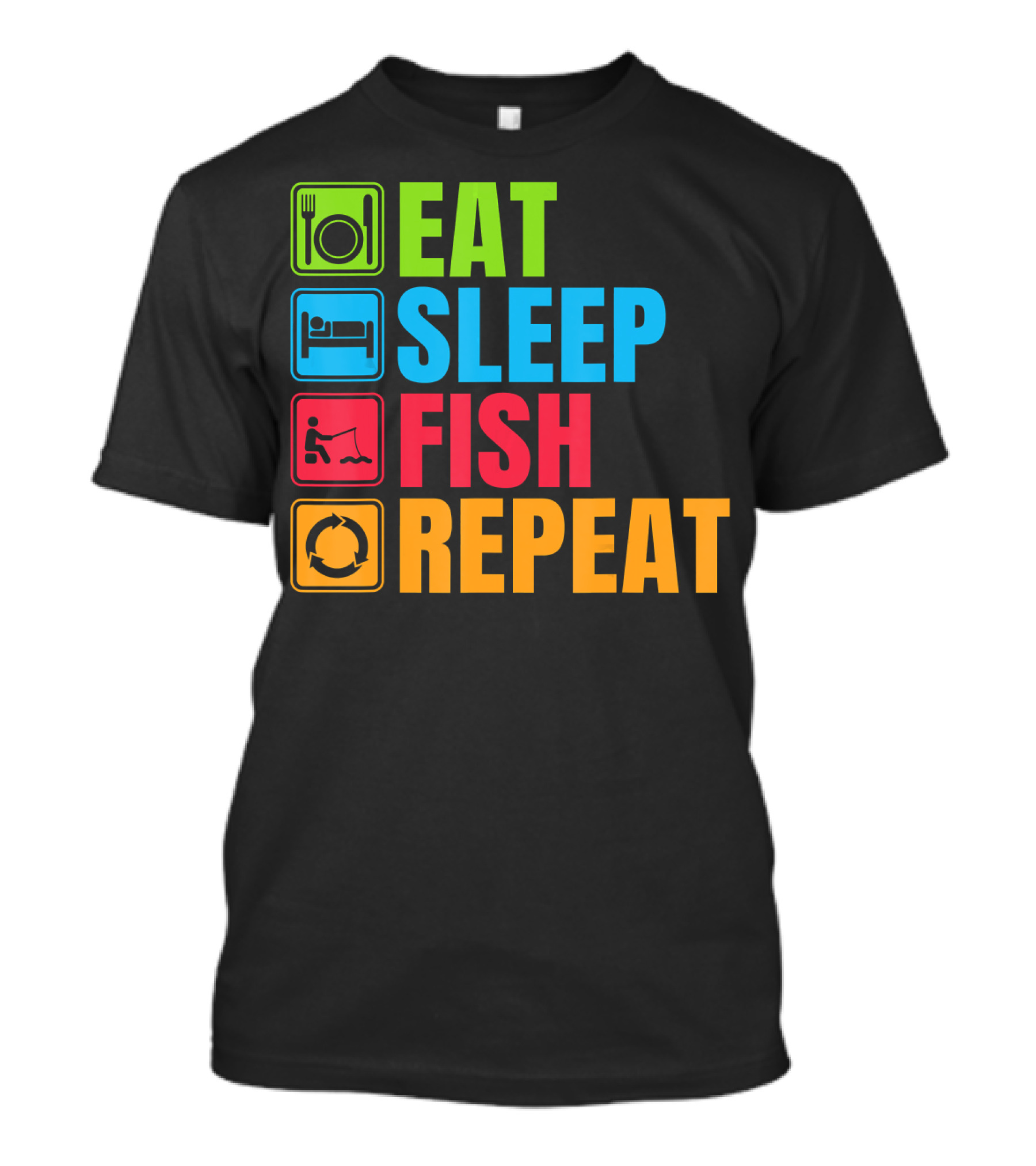 Funny Eat Sleep Fish Repeat Fishing Routine T-Shirt