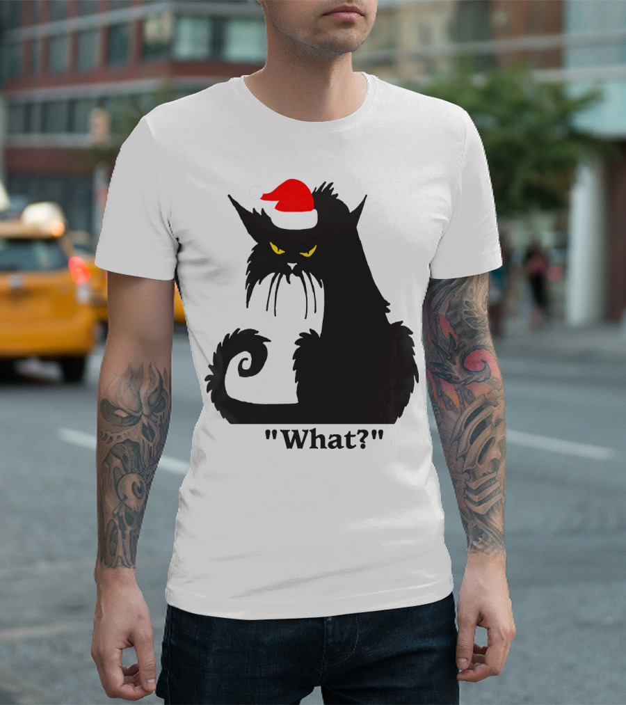Cat Wearing Santa Hat What? T-Shirt