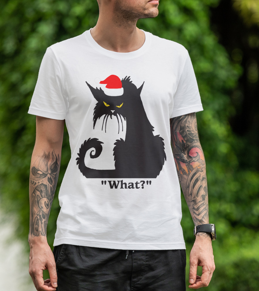 Cat Wearing Santa Hat What? T-Shirt
