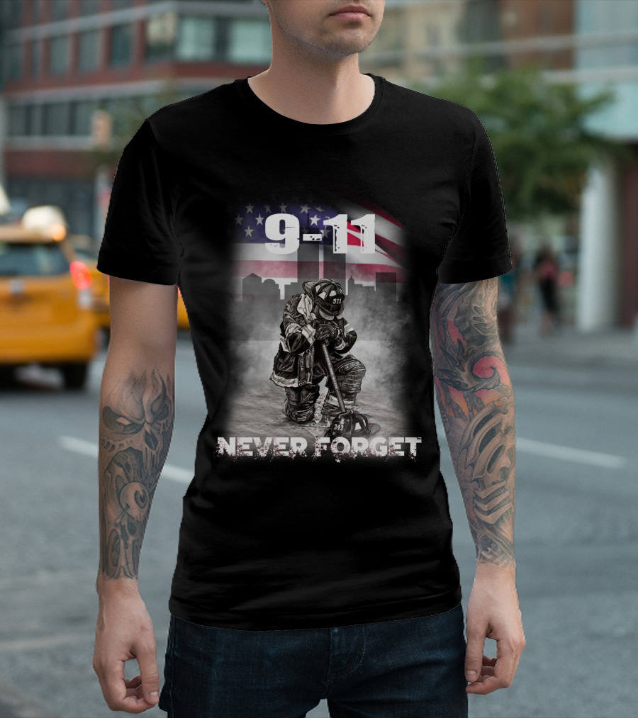 9-11 Firefighter Never Forget 343 Memorial T-Shirt