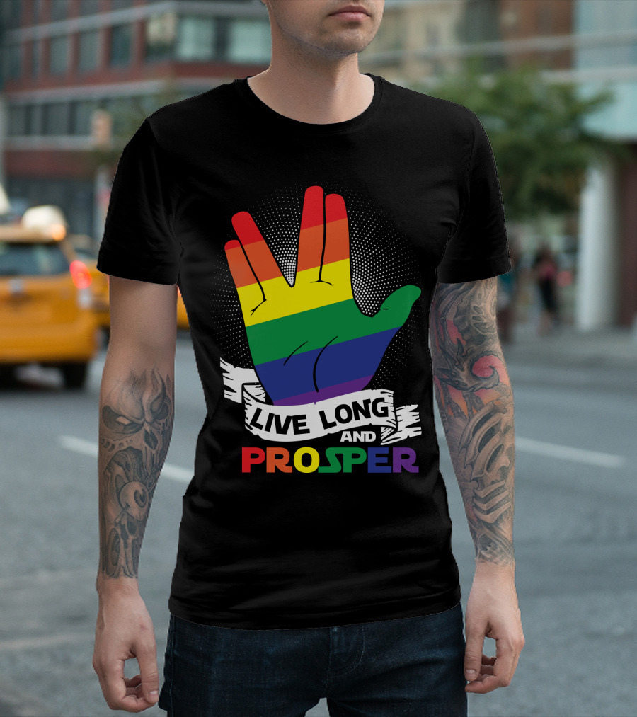 Live Long and Prosper Rainbow Hand Gesture T-Shirt