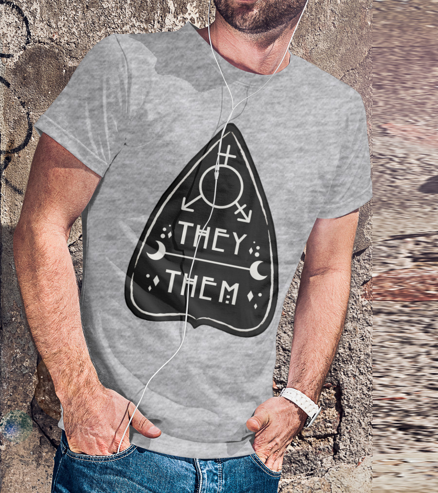 They Them Nonbinary Arrow Symbols Crescent Moons Geometric T-Shirt