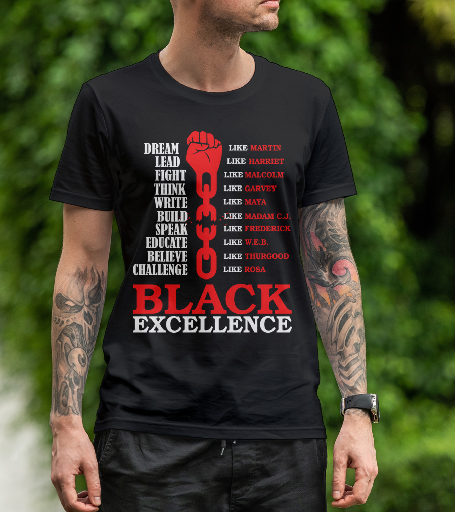 DREAM LEAD FIGHT THINK BLACK EXCELLENCE LIKE MARTIN LIKE ROSA T-Shirt