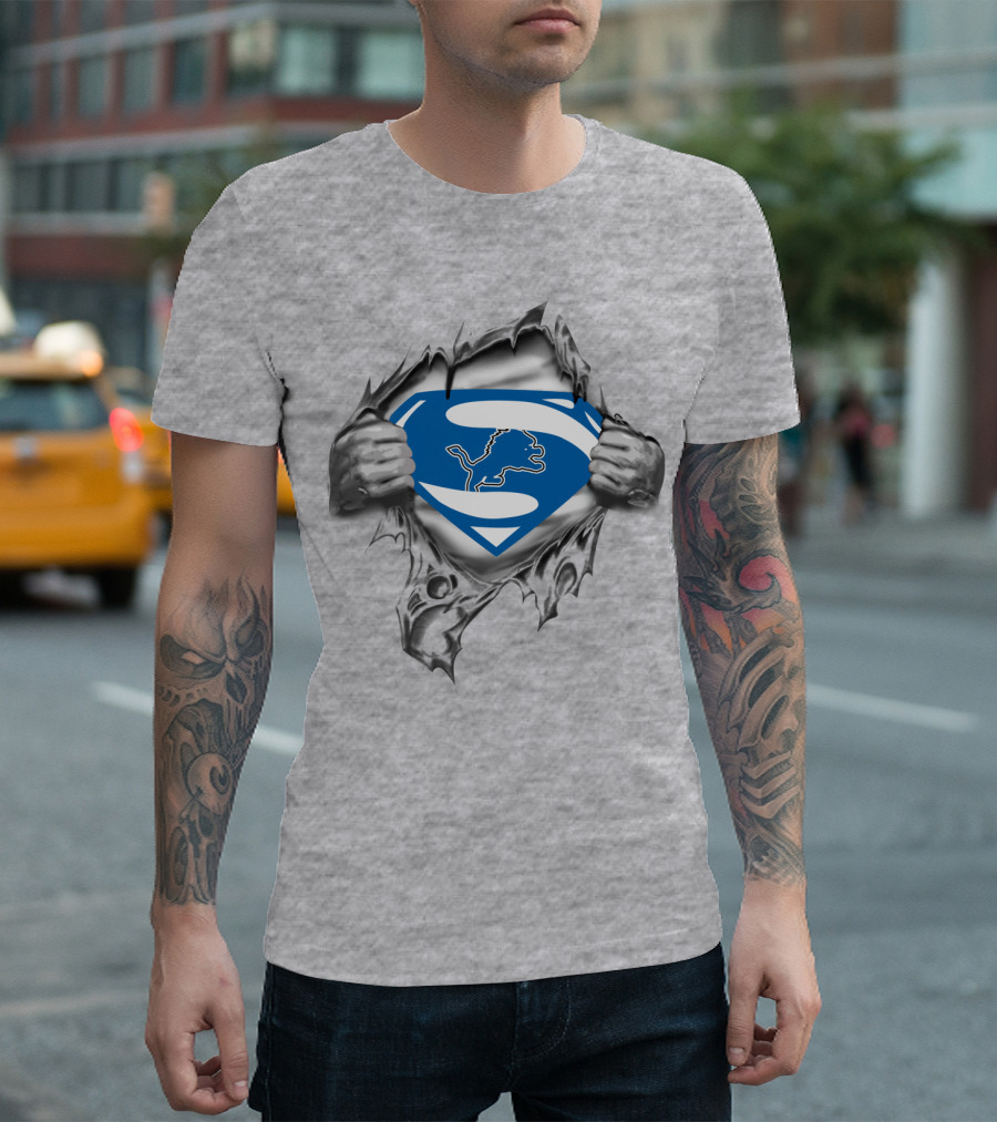 Detroit Lions Superman Logo Fusion T-Shirt
