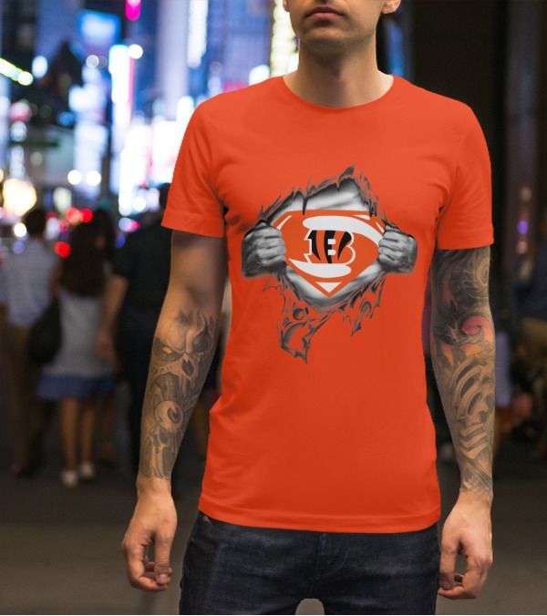 Bengals Superman Emblem Tear T-Shirt