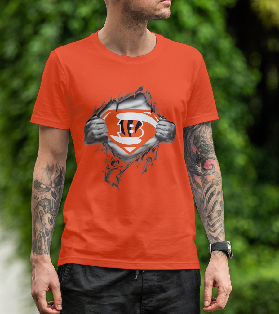 Bengals Superman Emblem Tear T-Shirt