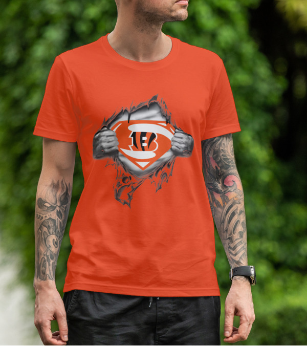 Bengals Superman Emblem Tear T-Shirt
