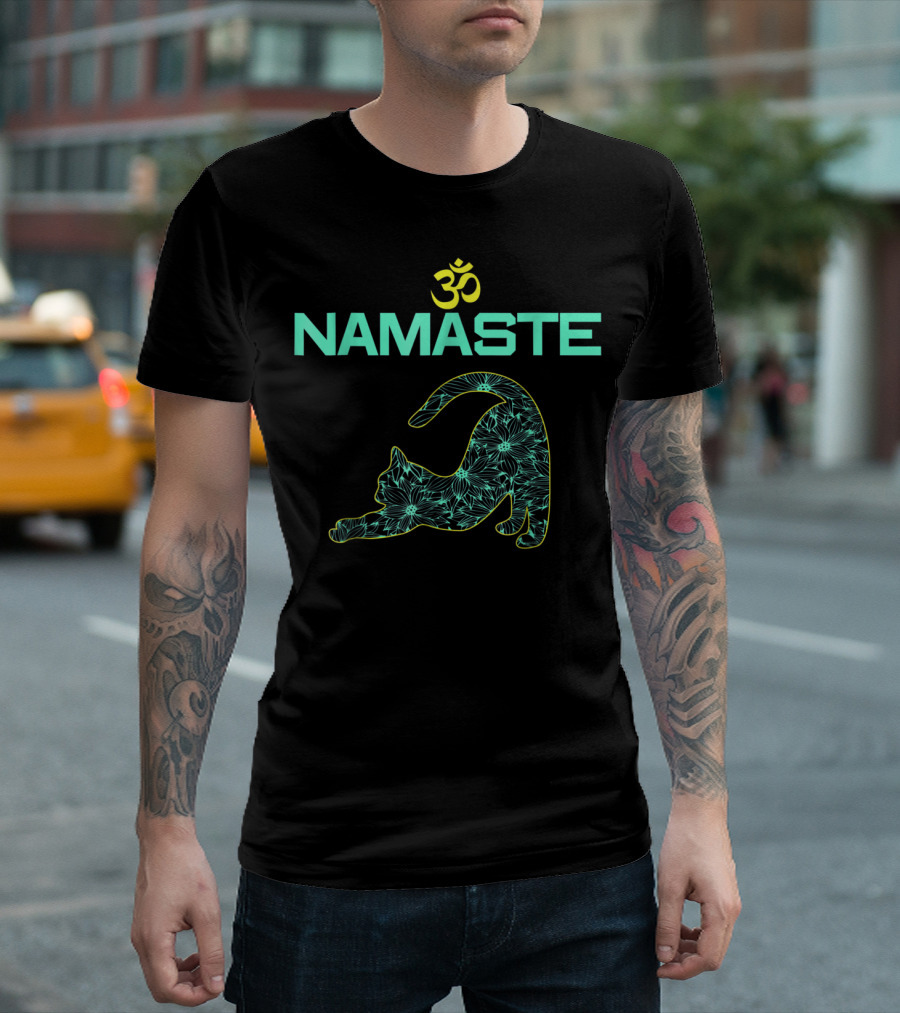 Om Namaste Cat Yoga Ying Yang Balance T-Shirt