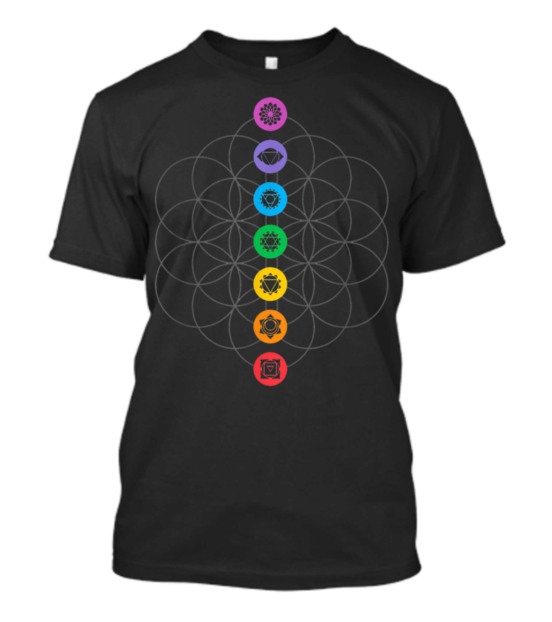 Chakras Meditation Sacred Geometry Flower Of Life T-Shirt