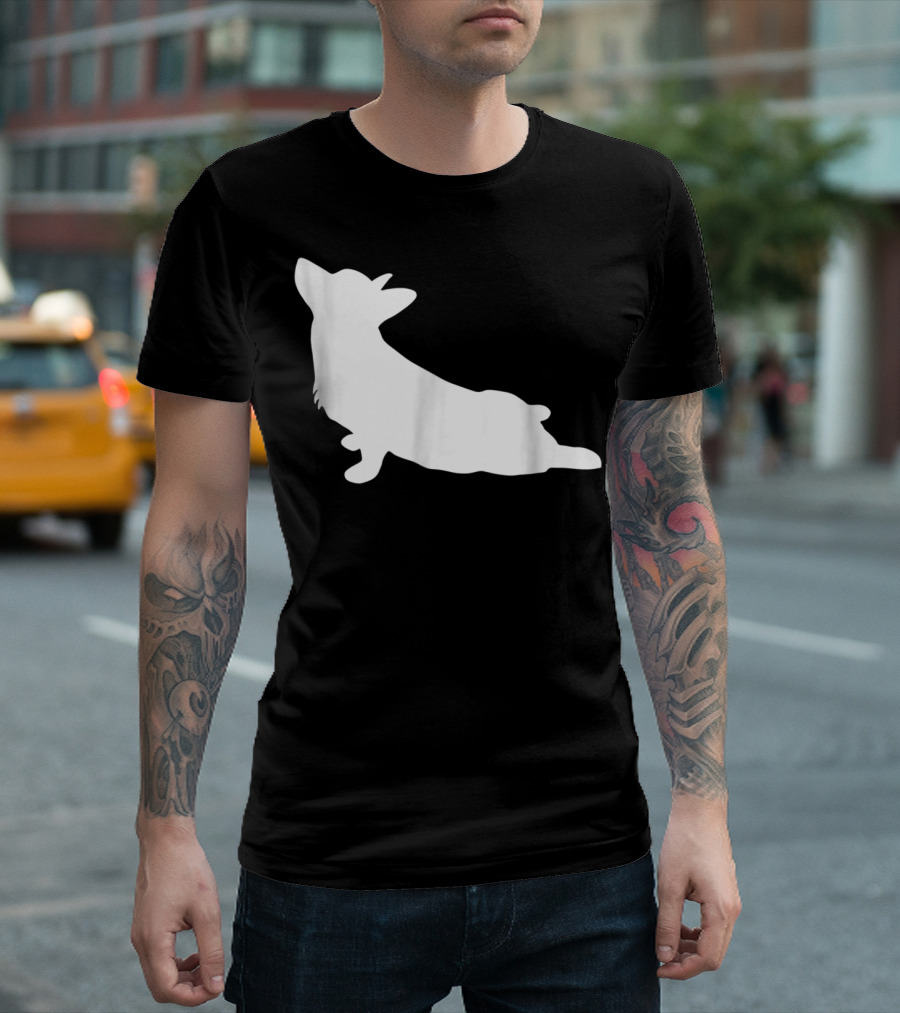 Corgi Yoga Silhouette Stretch Pose T-Shirt