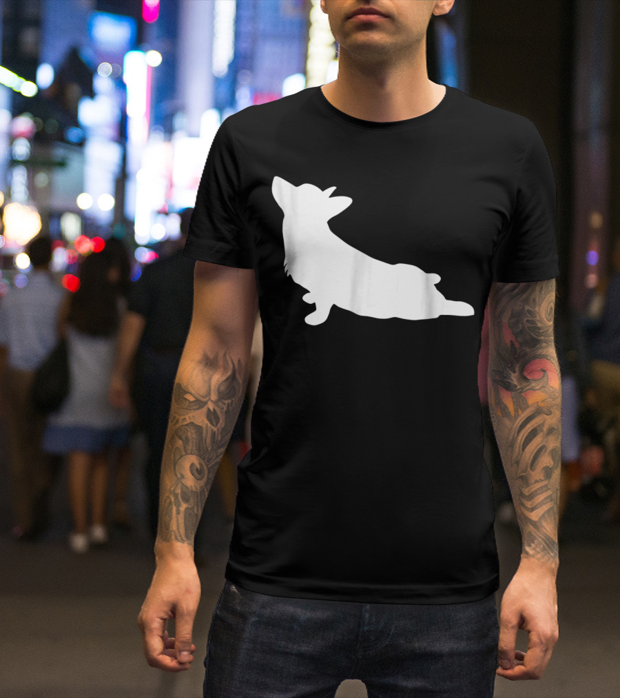 Corgi Yoga Silhouette Stretch Pose T-Shirt