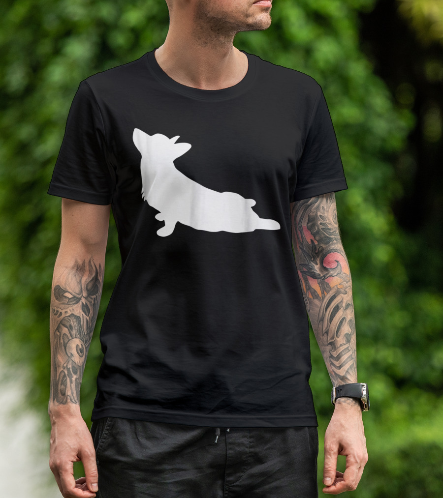 Corgi Yoga Silhouette Stretch Pose T-Shirt