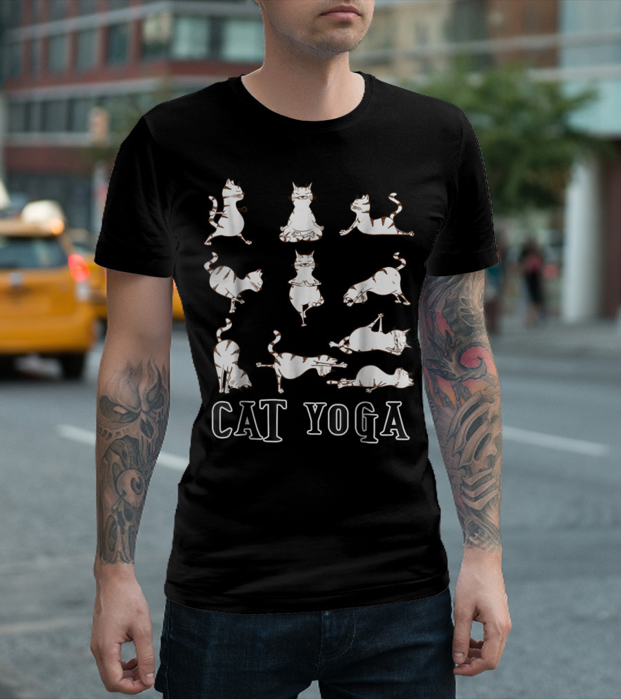 Cute Cat Yoga Perfect Meditation Darks Cat Yoga T-Shirt