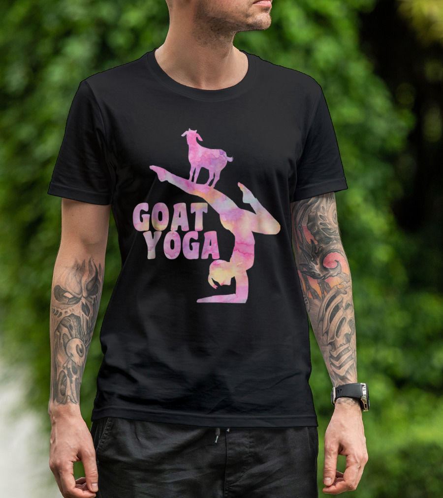 GOAT YOGA Yoga Pose With Cute Goat Watercolor T-Shirt