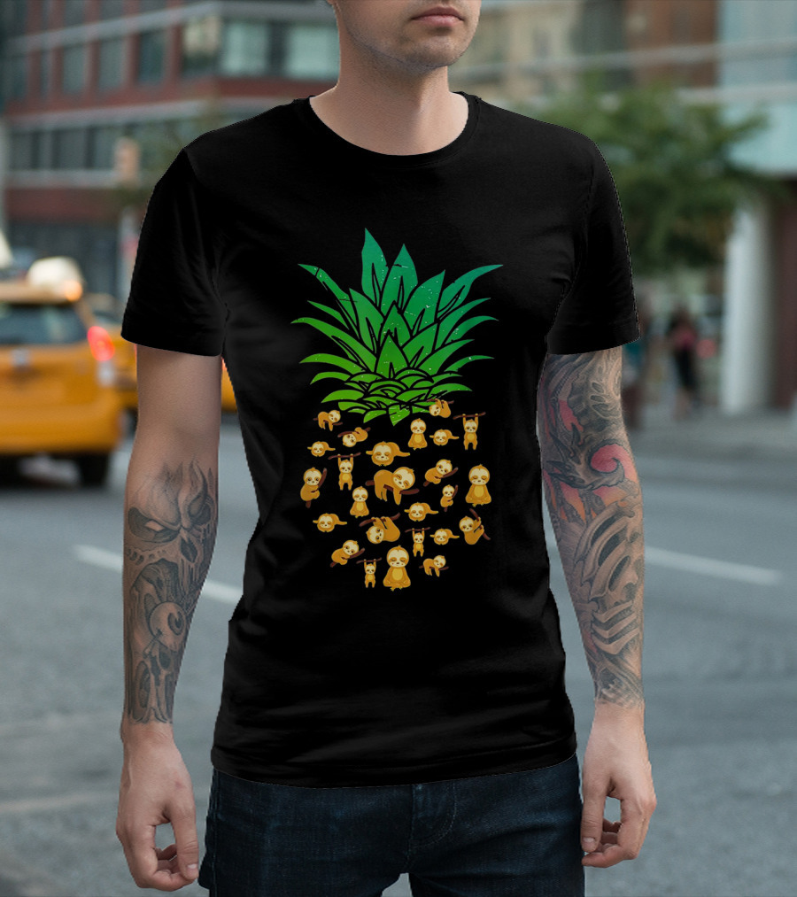 Sloth Lovers Cute Yoga Pineapple T-Shirt
