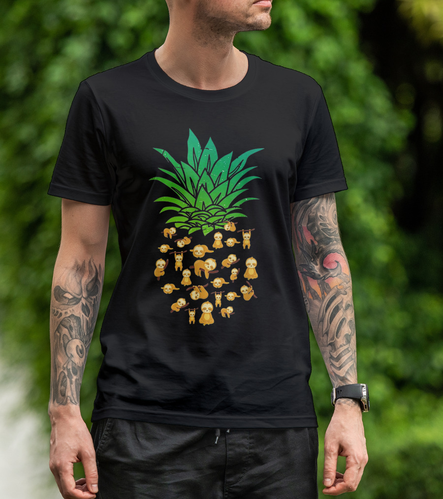 Sloth Lovers Cute Yoga Pineapple T-Shirt